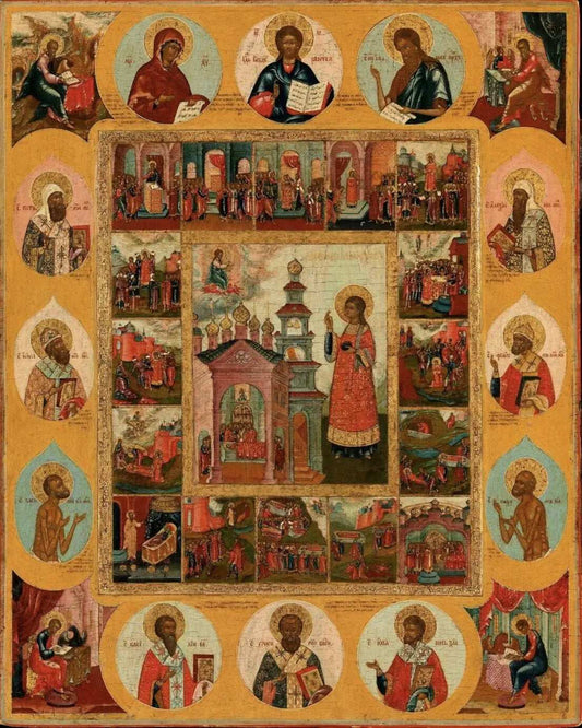 Saint Stephen the Apostle, Protomartyr and Archdeacon with scenes from his life. Wooden orthodox icon. - iconsofsaints.com