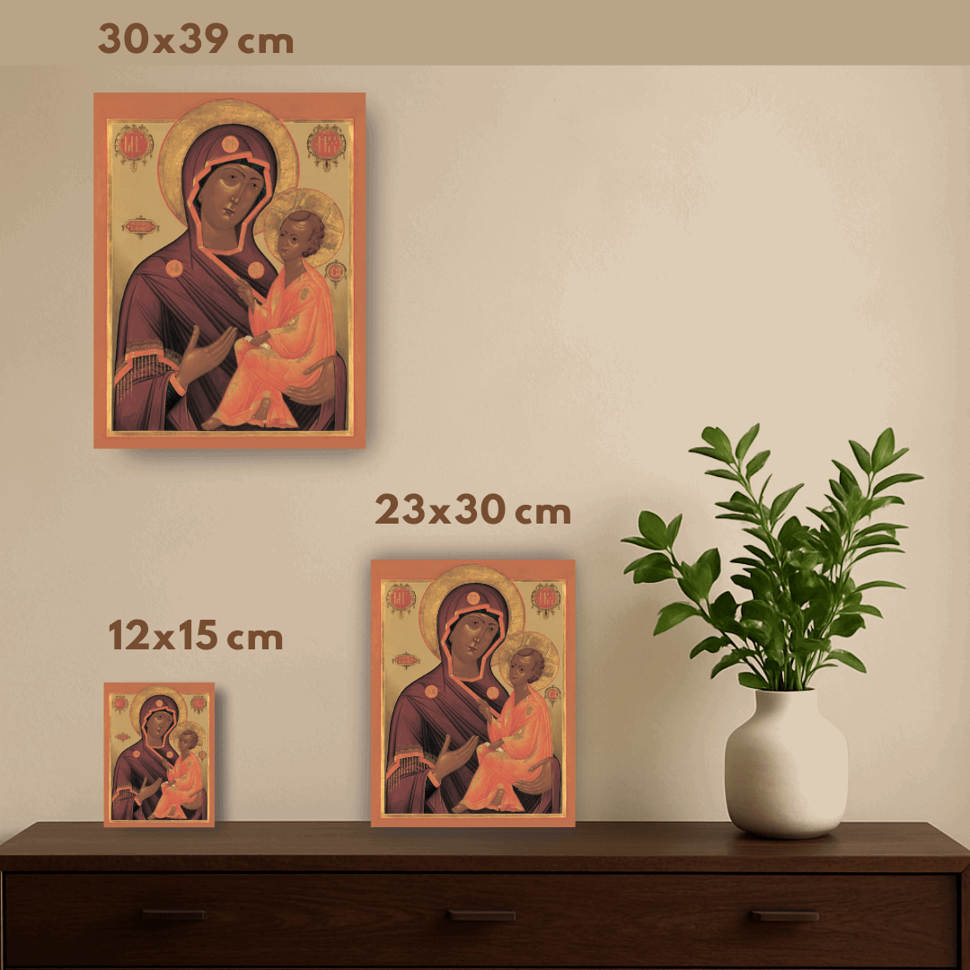 Tikhvin Mother of God Orthodox Christian Icon Wooden Wall Art Handmade Religious Gift - iconsofsaints.com