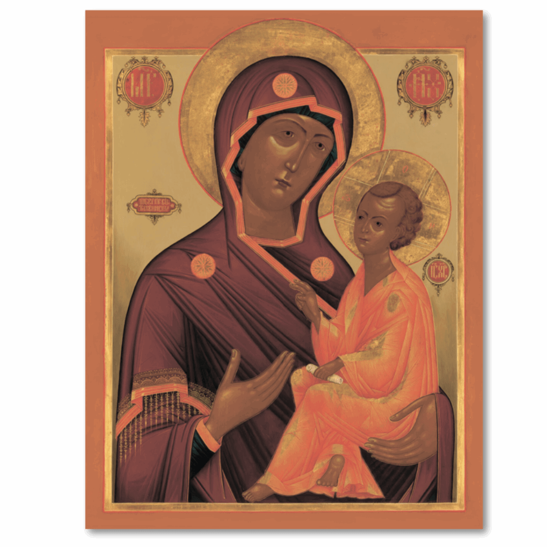 Tikhvin Mother of God Orthodox Christian Icon Wooden Wall Art Handmade Religious Gift - iconsofsaints.com