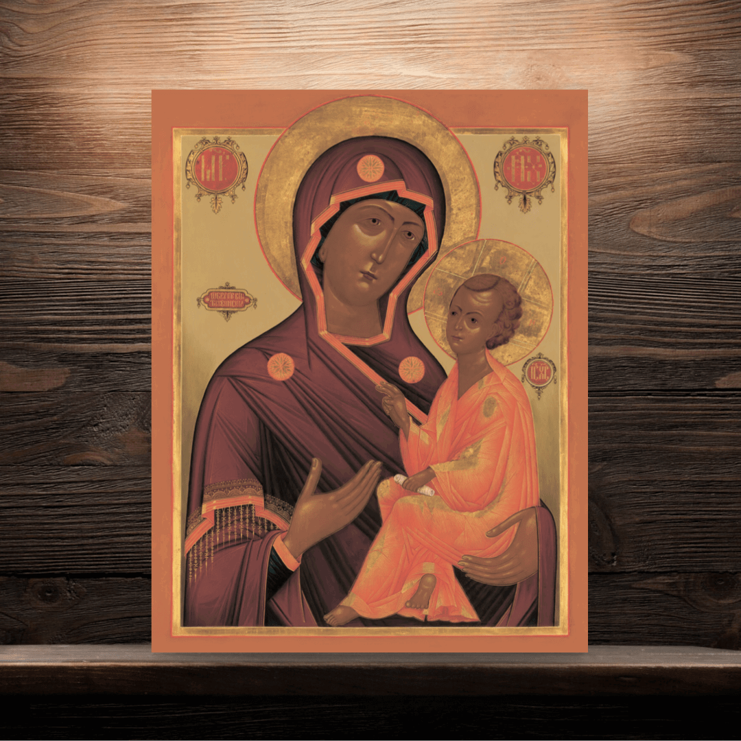 Tikhvin Mother of God Orthodox Christian Icon Wooden Wall Art Handmade Religious Gift - iconsofsaints.com