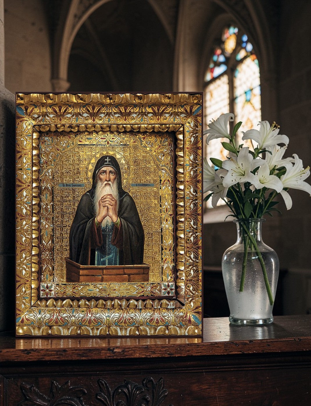 Saint Venerable of Antioch Simeon Stylites icon on wood