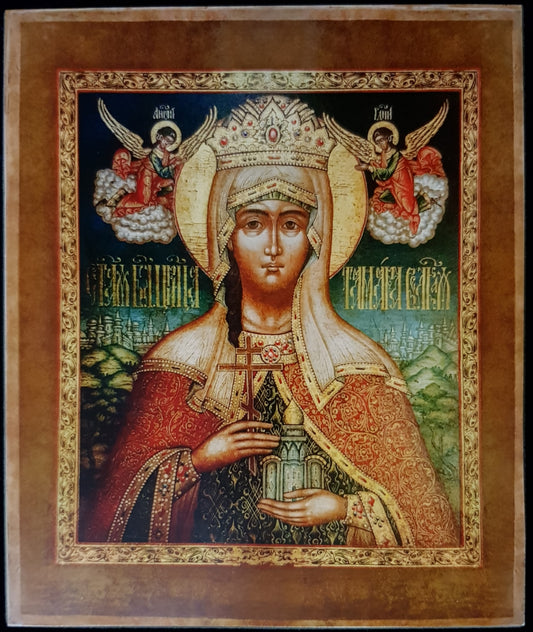 The Holy Blessed Queen Tamara the Great (Georgian). Wooden orthodox icon