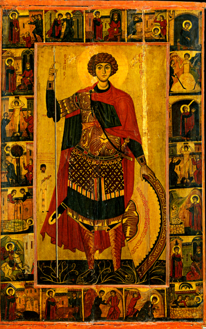 Icon of St. George the Victorious with scenes of life
